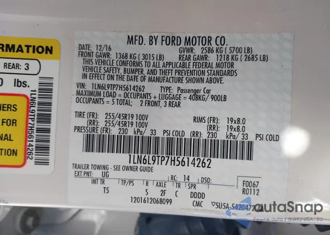 2017 Lincoln Continental Select z USA, uszkodzony, nr VIN 1LN6L9TP7H5614262